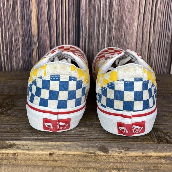 Kids Vans Shoes Red, Yellow & Blue Checks- Size 2 - Picture 5 of 12